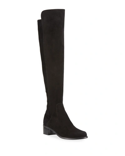 Shop Stuart Weitzman Reserve Stretch-suede Knee Boots In Black