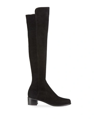 Shop Stuart Weitzman Reserve Stretch-suede Knee Boots In Black