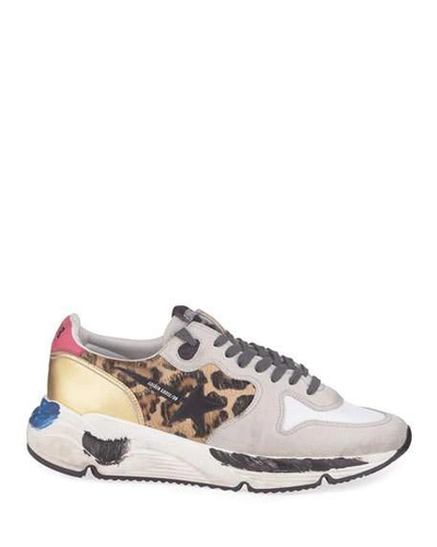 Shop Golden Goose Leopard Mixed Running Sneakers In Oxy Leopard Black