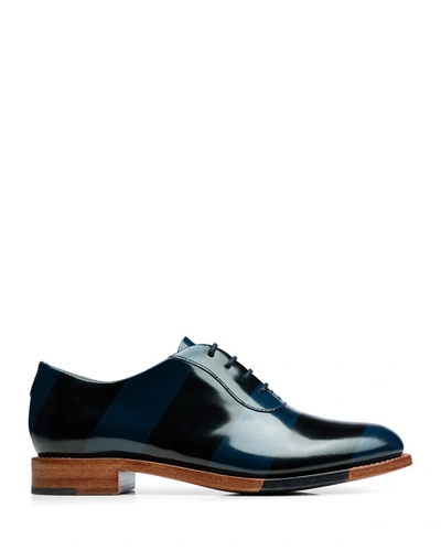 Shop The Office Of Angela Scott Mr. Smith Striped Leather Oxfords In Ocean