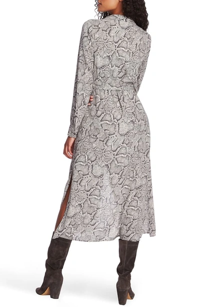 Shop 1.state Snake Print Long Sleeve Shirtdress In Feather Grey