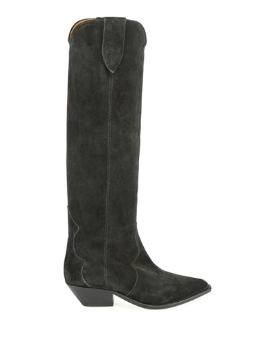 Shop Isabel Marant Denvee Suede Tall Boots In Black