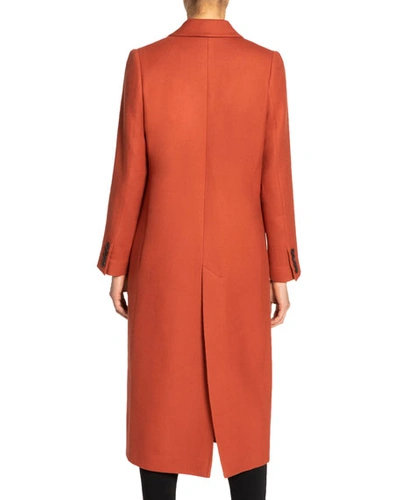 Shop Santorelli Tammy Single-button Notch Lapel Long Wool Twill Coat In Rust