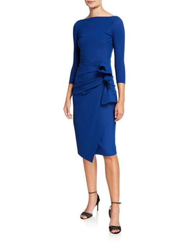 Shop Chiara Boni La Petite Robe Zelma Ruched Body-con Dress In Blue