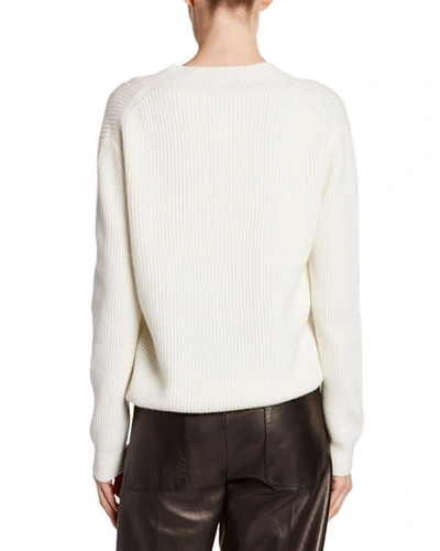 Shop Tom Ford Cashmere Large-ribbed V-neck Sweater In Off White