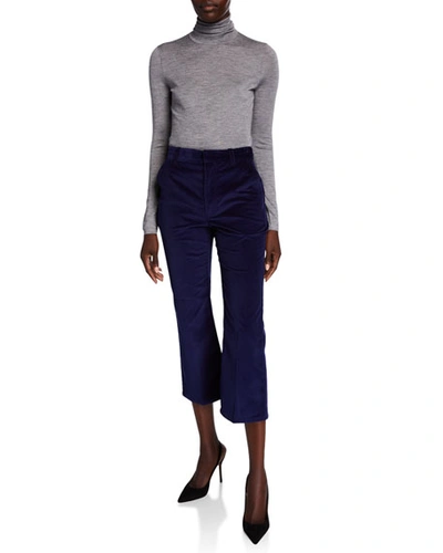 Shop Altuzarra Adler Corduroy Crop Flare Pants In Blue