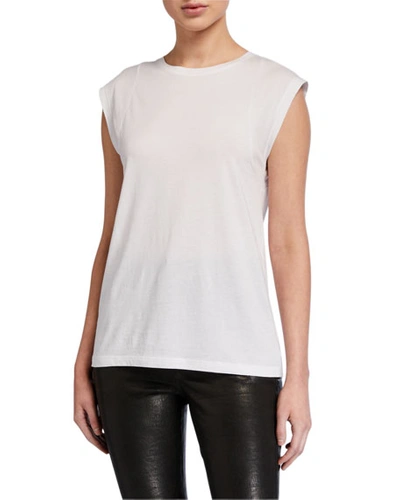 Shop Frame Le Mid Rise Muscle Tee In Blanc