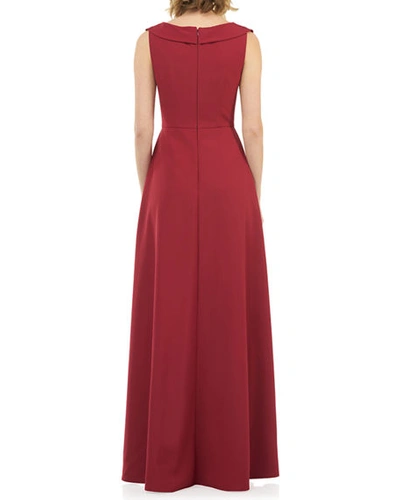 Shop Kay Unger Anais Stretch Crepe Jumpsuit With Skirt Overlay In Ruby