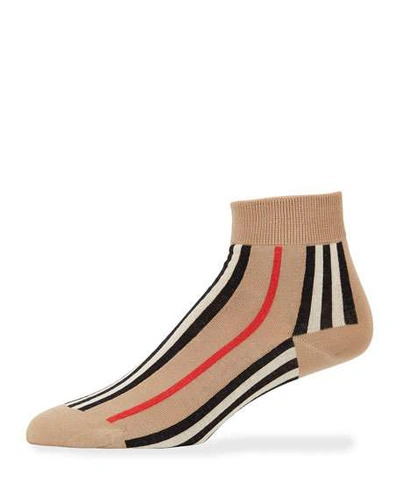 Shop Burberry Icon Stripe Ankle Socks In Archive Beige