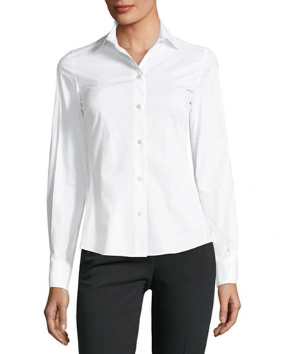 Shop Dolce & Gabbana Classic Button-front Long-sleeve Blouse In White