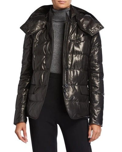 Shop Tom Ford Quilted Leather Puffer Jacket In Black