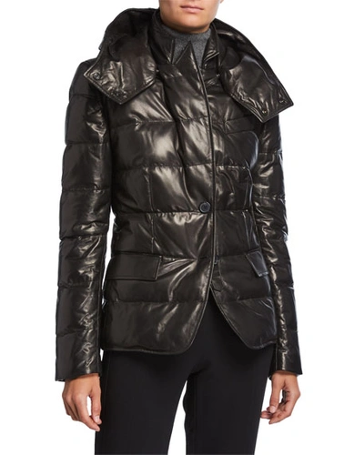 Shop Tom Ford Quilted Leather Puffer Jacket In Black