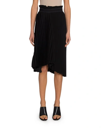 Shop Balenciaga Plisse Velvety Crepe Skirt In Black