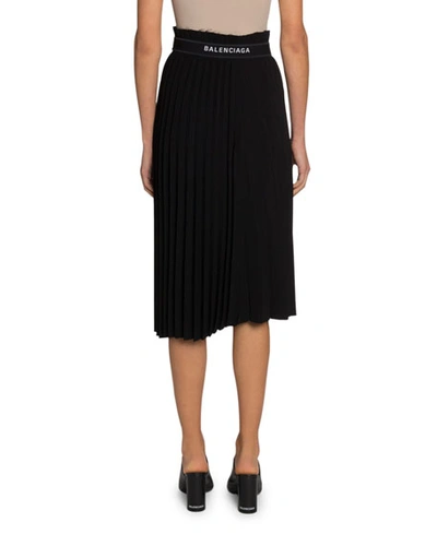 Shop Balenciaga Plisse Velvety Crepe Skirt In Black
