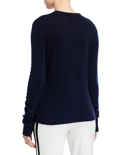 Shop Atm Anthony Thomas Melillo Cashmere Long-sleeve Crewneck Top In Dark Blue