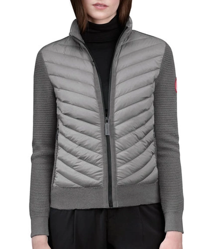 Shop Canada Goose Hybridge Knit Puffer-front Jacket In Gray