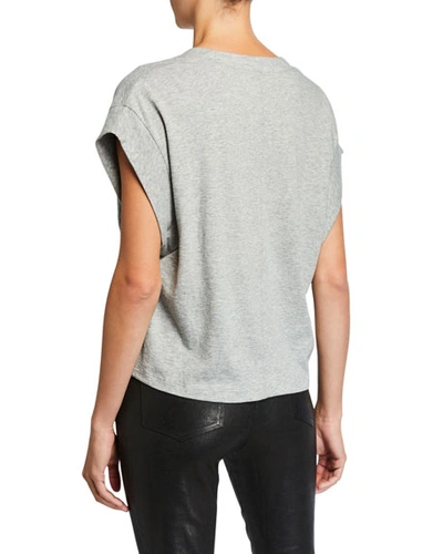 Shop Frame Le High-rise V-neck Tee In Gris Heather