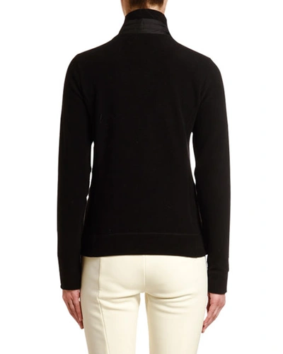 Shop Moncler Quarter Zip Fleece Pullover In Black