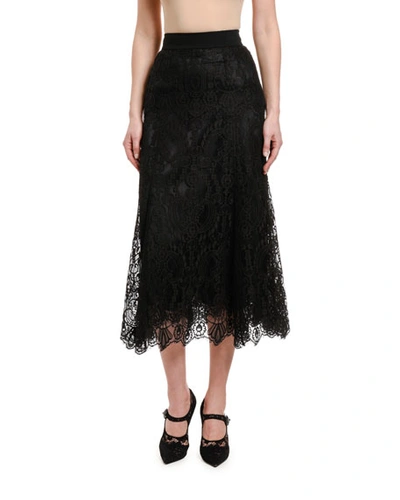 Shop Dolce & Gabbana Lace Ankle-length Skirt In Black