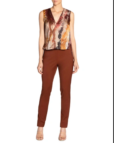 Santorelli Keona Abstract Sleeveless Surplice Top In Multi