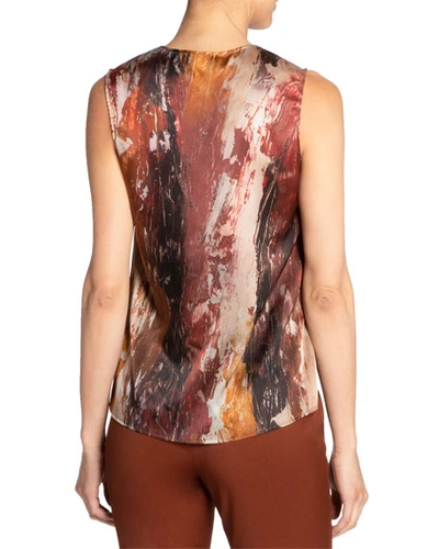 Santorelli Keona Abstract Sleeveless Surplice Top In Multi