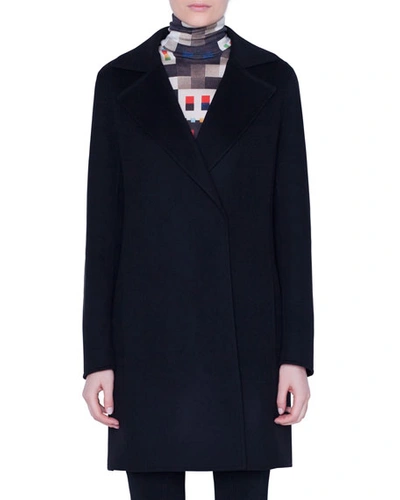 Shop Akris Bera Cashmere Coat In Black