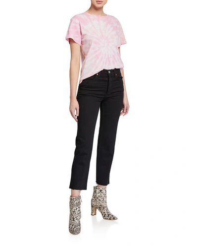 Shop Re/done High-rise Stovepipe Cropped Jeans In Jet