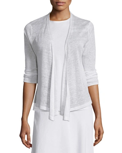 Shop Nic + Zoe Plus Size 4-way Linen-blend Knit Cardigan In Paper Whtie