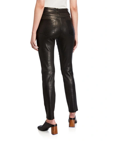 Shop Frame Le Sylvie Leather Slim Pants In Noir