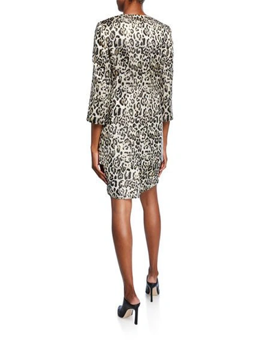 Shop Albert Nipon Metallic Animal Jacquard 3/4-sleeve Topper Jacket & Dress Set In Gold