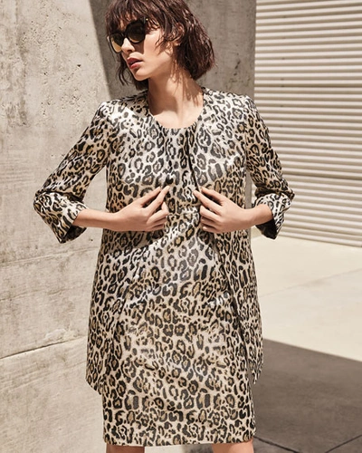 Shop Albert Nipon Metallic Animal Jacquard 3/4-sleeve Topper Jacket & Dress Set In Gold