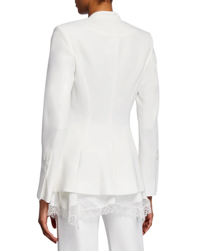 Shop Jonathan Simkhai Crepe Combo Basque Jacket In White