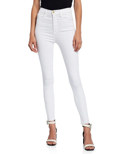 Shop Frame Ali High-rise Ankle Skinny Jeans In Blanc