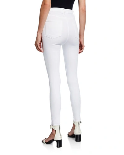 Shop Frame Ali High-rise Ankle Skinny Jeans In Blanc