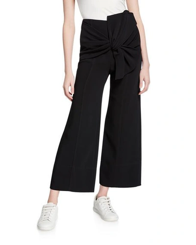 Shop Cinq À Sept Connie Cropped Pants With Bow In Black