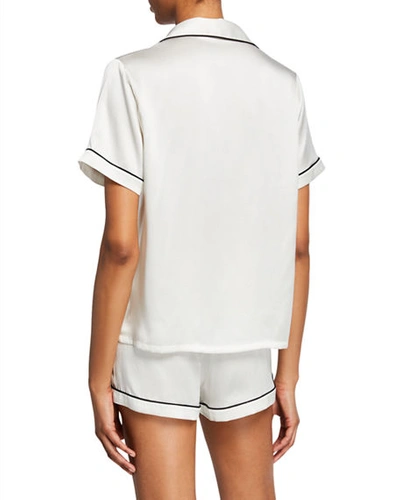 Shop Morgan Lane Katelyn Short-sleeve Silk Lounge Top In White