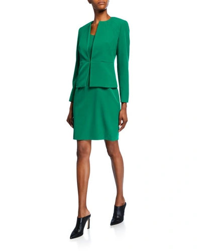 Shop Albert Nipon Two-piece Stretch Crepe Seam Detail Jacket & Sheath Dress Set In Green