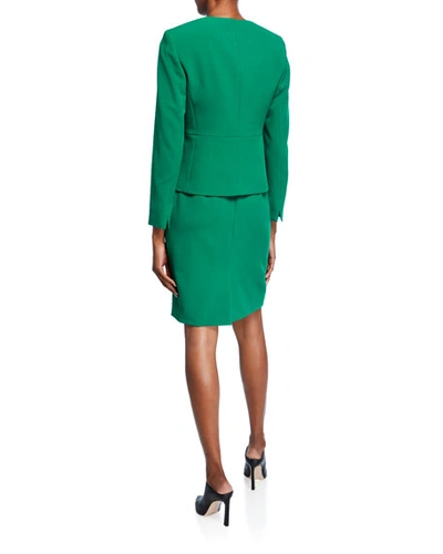 Shop Albert Nipon Two-piece Stretch Crepe Seam Detail Jacket & Sheath Dress Set In Green