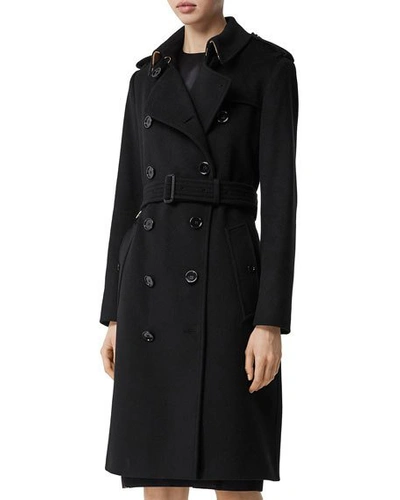 Shop Burberry Cashmere Trench Coat In Black