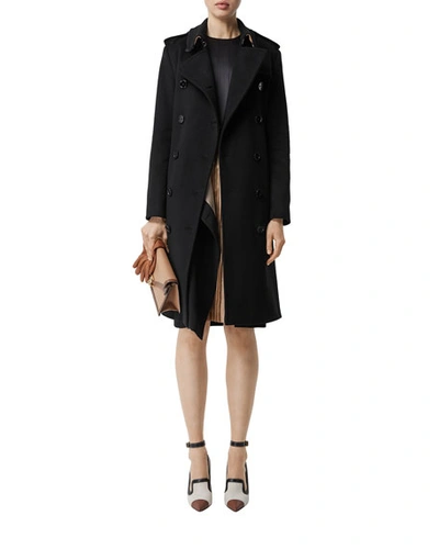 Shop Burberry Cashmere Trench Coat In Black