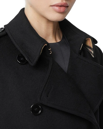 Shop Burberry Cashmere Trench Coat In Black