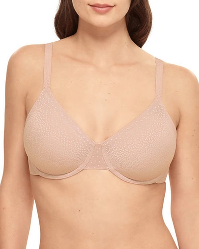 Wacoal Back Appeal Polka-dot Pattern Minimiser-cup Stretch-woven Bra In Rose Dust