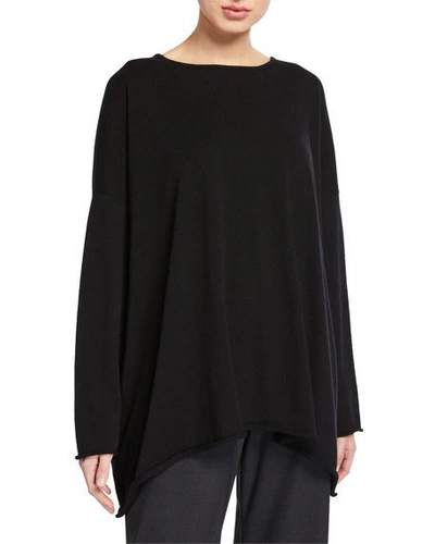 Shop Eskandar Cashmere A-line Boat-neck Sweater In Black