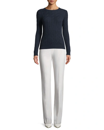 Shop Ralph Lauren Alandra Straight-leg Wool Pants In Ivory