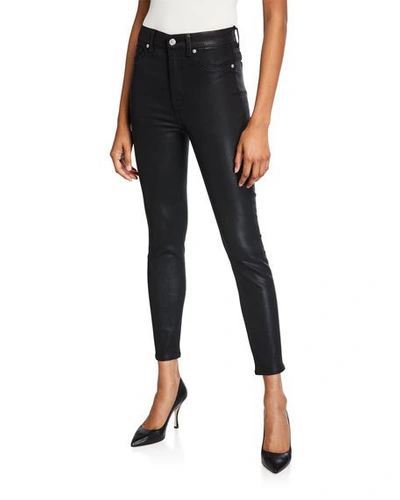 Shop 7 For All Mankind The High Waist Ankle Skinny Jeans In Black Coated