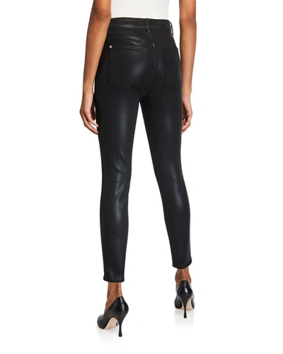 Shop 7 For All Mankind The High Waist Ankle Skinny Jeans In Black Coated