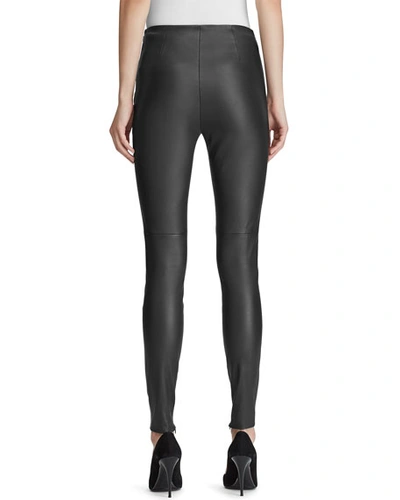 Shop Ralph Lauren Eleanora Leather Skinny Pants In Black