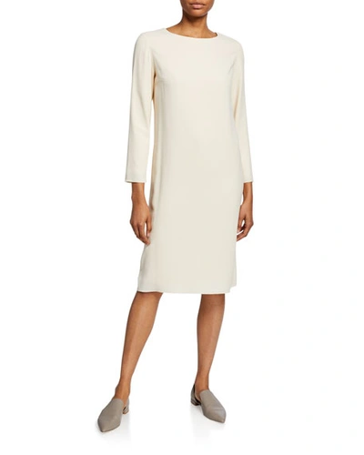 Shop The Row Larina Long-sleeve Shift Dress In Cream