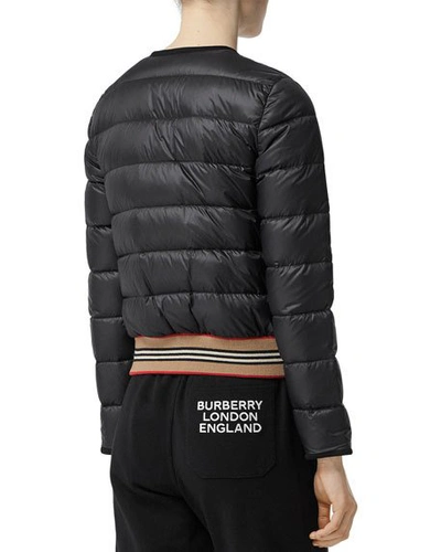 Shop Burberry Bruntsfield Stripe-hem Quilted Bomber Jacket In Black