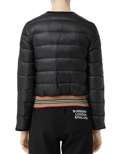 Shop Burberry Bruntsfield Stripe-hem Quilted Bomber Jacket In Black